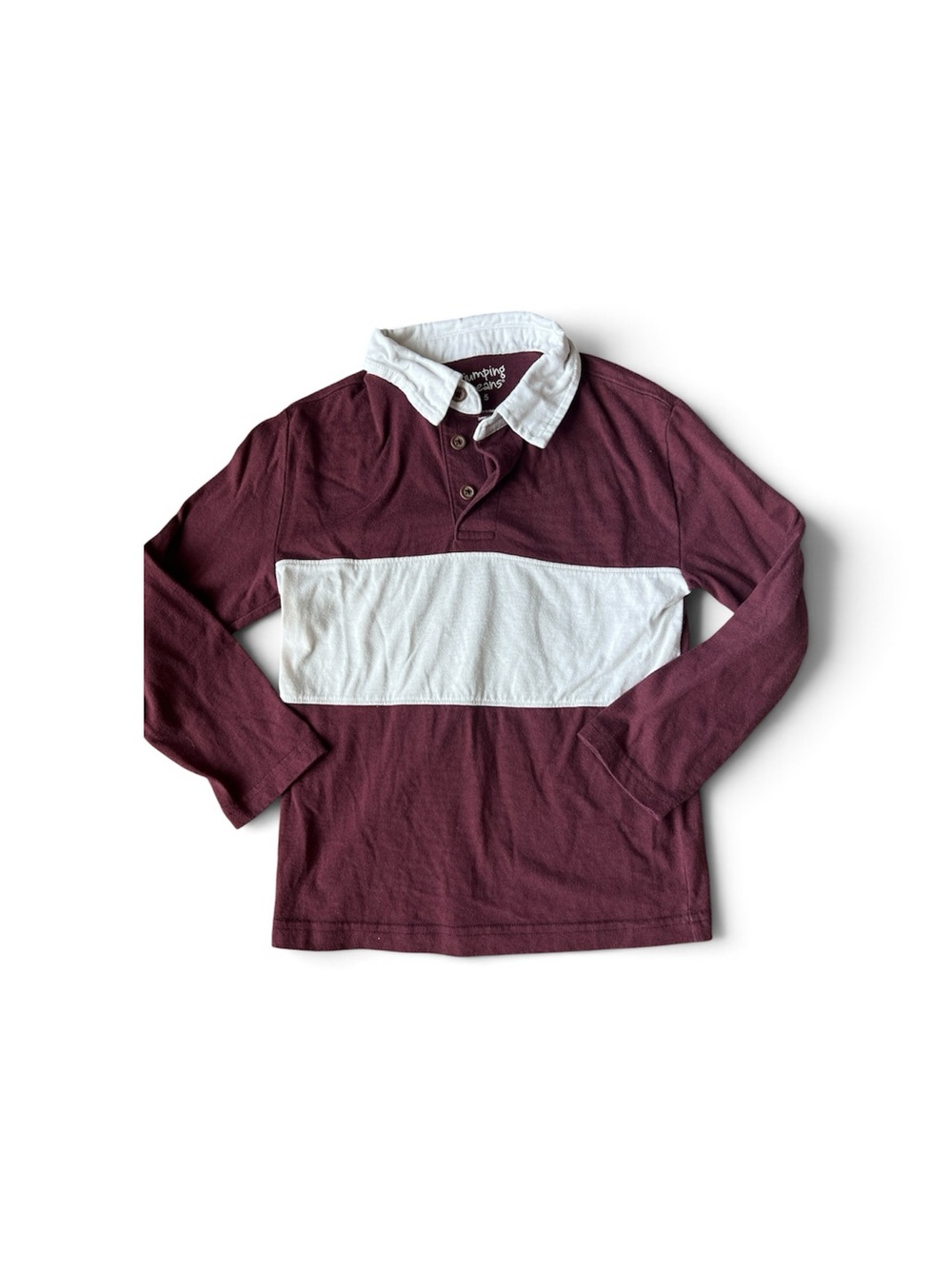 jumping beans Burgundy and White Button-Front Rugby Shirt